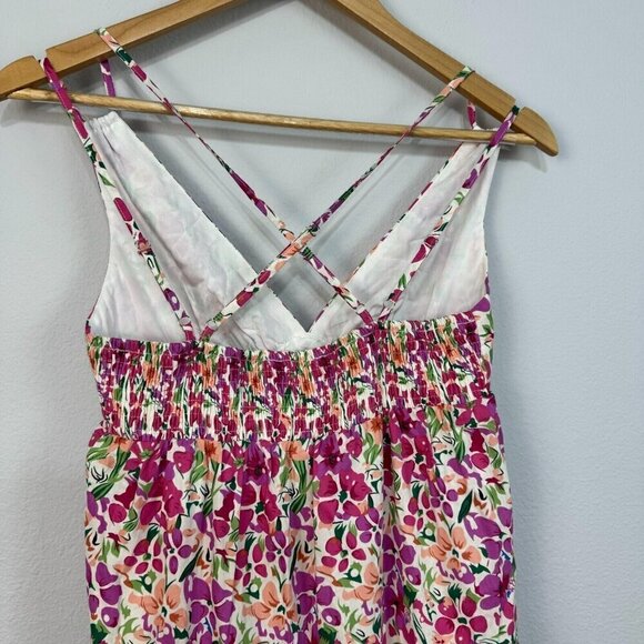 Storia Women's Maxi Dress Sleeveless Floral Print Lined Cross Back Multicolor XS - Picture 6 of 16